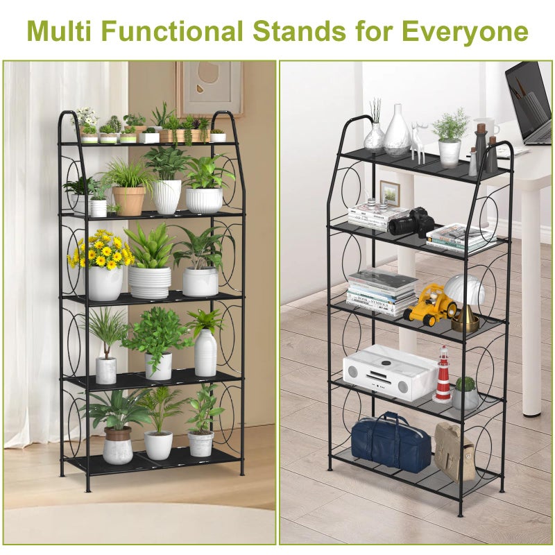 VyGrow 5 Tier Plant Stand Indoor Outdoor, Heavy Duty Plant Shelf, Metal Mesh Tall Plant Stands Holder Rack for Living Room Balcony and Garden, Black - Image 5
