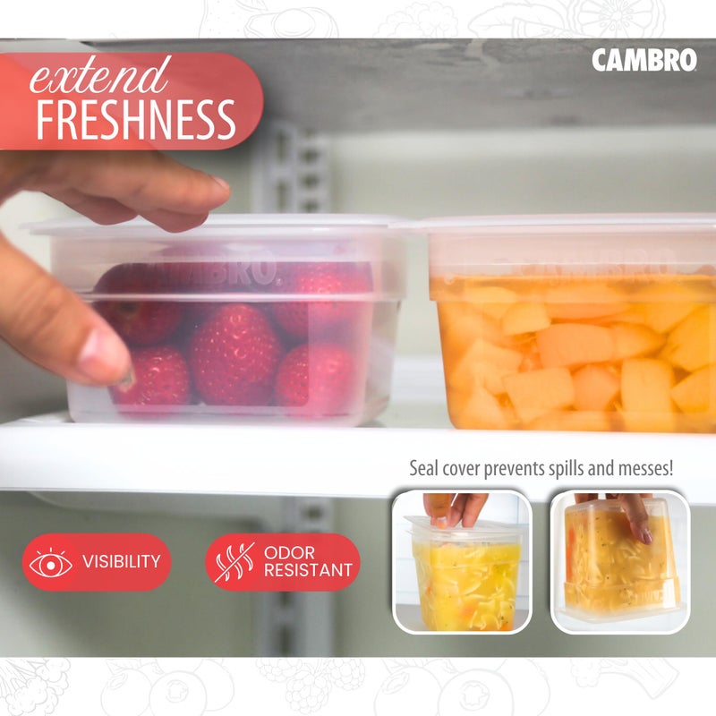 Cambro Food Storage Storage Containers with Lids - Translucent (Microwave Safe and BPA-Free) - 16 and 32 oz (ounce) Food Storage Container - (20 Piece Set) - Image 4
