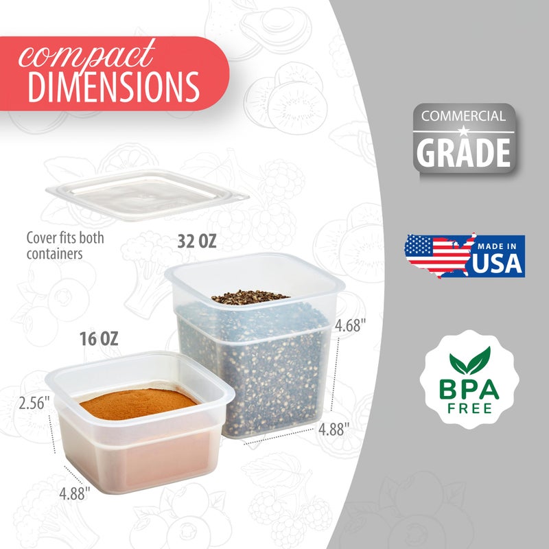 Cambro Food Storage Storage Containers with Lids - Translucent (Microwave Safe and BPA-Free) - 16 and 32 oz (ounce) Food Storage Container - (20 Piece Set) - Image 3