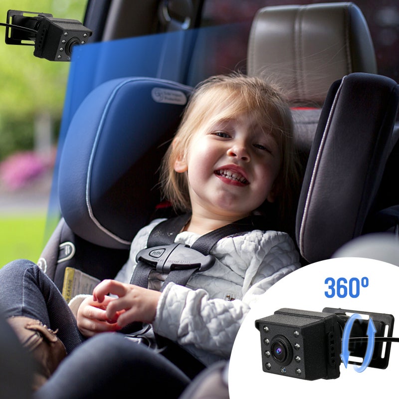 Baby Car Camera: 4.3" IPS Screen, 1080P HD Image, 360° Rotation - Upgraded 80% Clearer Night Vision, 150° Wide View, Black for Rear-Facing Back Seat Baby Monitoring - Image 2
