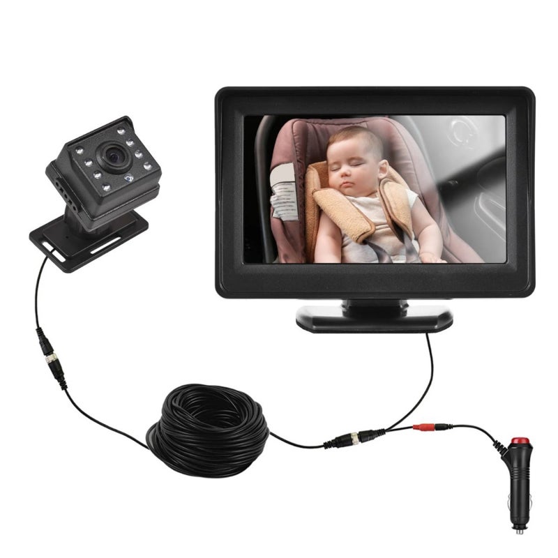 Baby Car Camera: 4.3" IPS Screen, 1080P HD Image, 360° Rotation - Upgraded 80% Clearer Night Vision, 150° Wide View, Black for Rear-Facing Back Seat Baby Monitoring - Image 1
