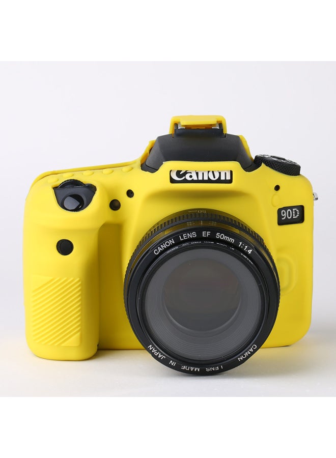 For Canon SLR EOS 90D Silicone Case/Protective Case EOS 6DII Special SLR Drop-resistant Silicone Case-Color:90D Yellow  - Image 1