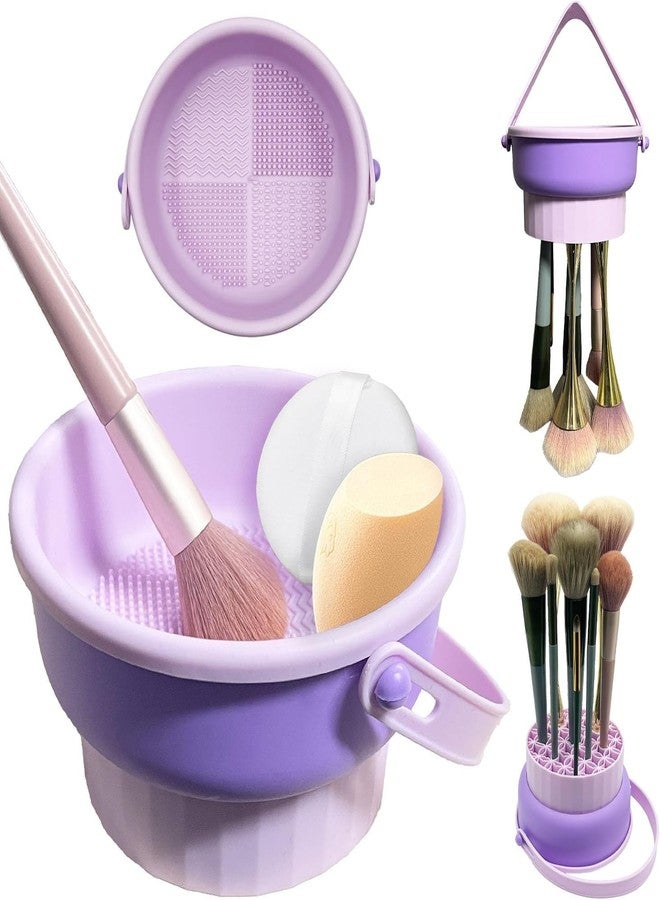 GAMAHA 3 in 1 Brush Cleaning Mat with Brush Drying Holder, Silicone Makeup Brush Cleaner Mat Make Up Brush Cleaning Bowl Cosmetic Brush Washing Tool for Makeup Brush, Sponge, Powder Puff - Image 2