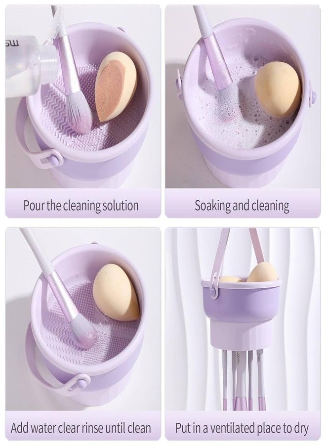 GAMAHA 3 in 1 Brush Cleaning Mat with Brush Drying Holder, Silicone Makeup Brush Cleaner Mat Make Up Brush Cleaning Bowl Cosmetic Brush Washing Tool for Makeup Brush, Sponge, Powder Puff - Image 3