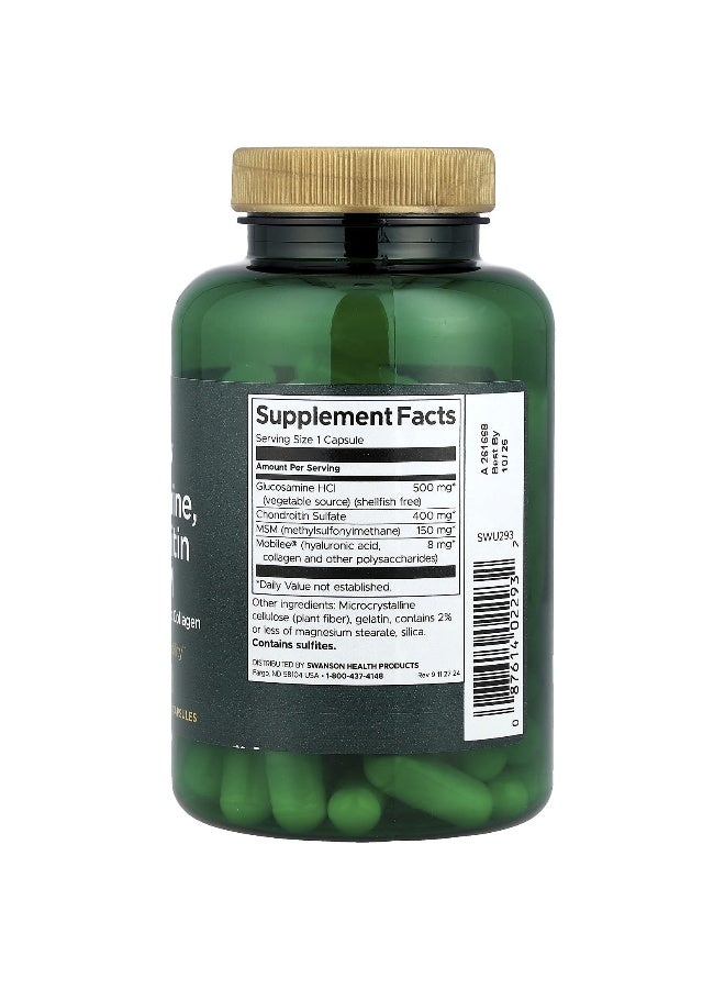SWANSON سوانسون، جلوكوزامين، شوندرويتين و MSM مع حمض الهيالورونيك والكولاجين، 90 كبسولة - Image 2