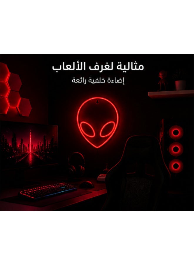 Red Alien LED Neon Wall Light, USB or Battery Powered Decorative Sign - Image 2