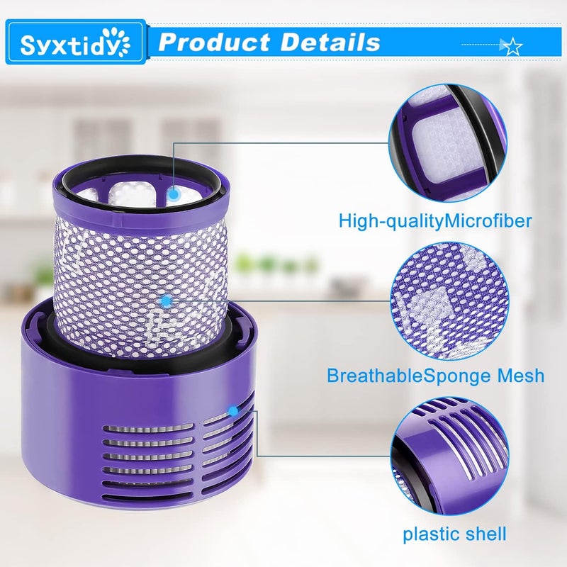 عبوتان من فلاتر الاستبدال المناسبة لسلسلة Dyson V10 Cyclone، وV10 Absolute، وV10 Animal، وV10 Total Clean، وSV12، لاستبدال رقم قطعة Dyson 969082-01 - Image 5