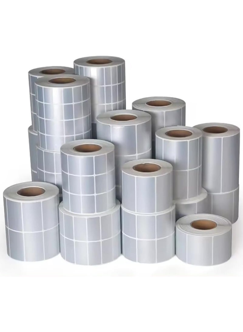 Rubik ملصقات PET فضية معدنية، تشطيب غير لامع، ذاتية اللصق، مقاومة للماء، مقاومة للتمزق، مقاومة للزيت والحرارة (70 × 60 مم (1000 ملصق) - Image 2