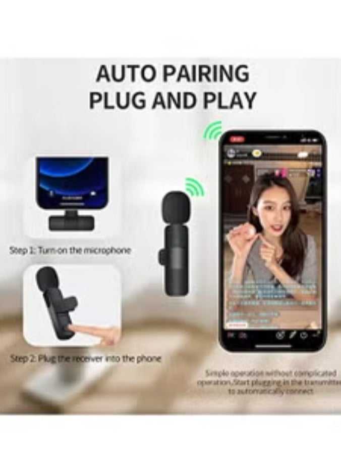 YJS 2in1 Bluetooths Mic K9 Wireless Collar Microphone Dual Lapel Lavalier Mic for Noise Reduction Vlogging Interview Live Streaming YouTube Video Broadcast With 2 Mic Receiver for iPhone and Android - Image 3