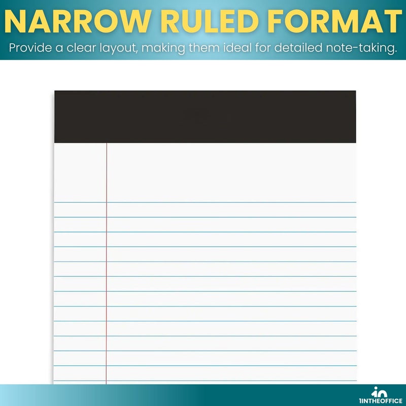 1InTheOffice Jr Legal Pads,Small Legal Notepads, 5" x 8", Narrow Ruled Note Pad, White, 50 Sheets/Pad, 12 Pads/Pack - Image 4