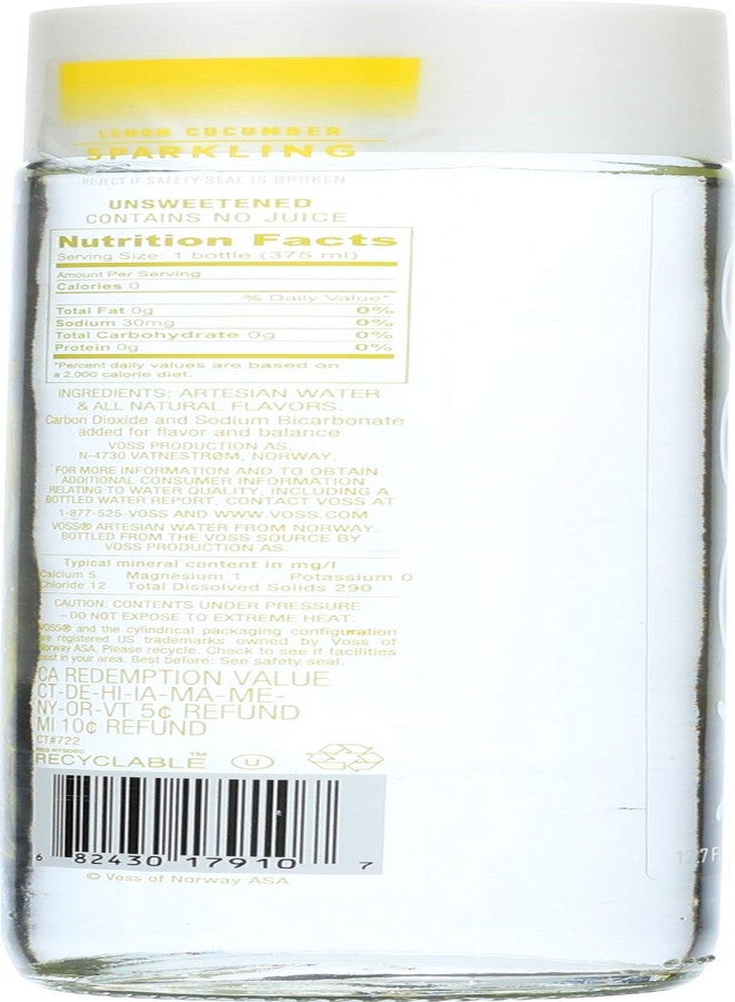 Voss Lemon Cucumber Artesian Sparkling Water, 375 ml - Image 5