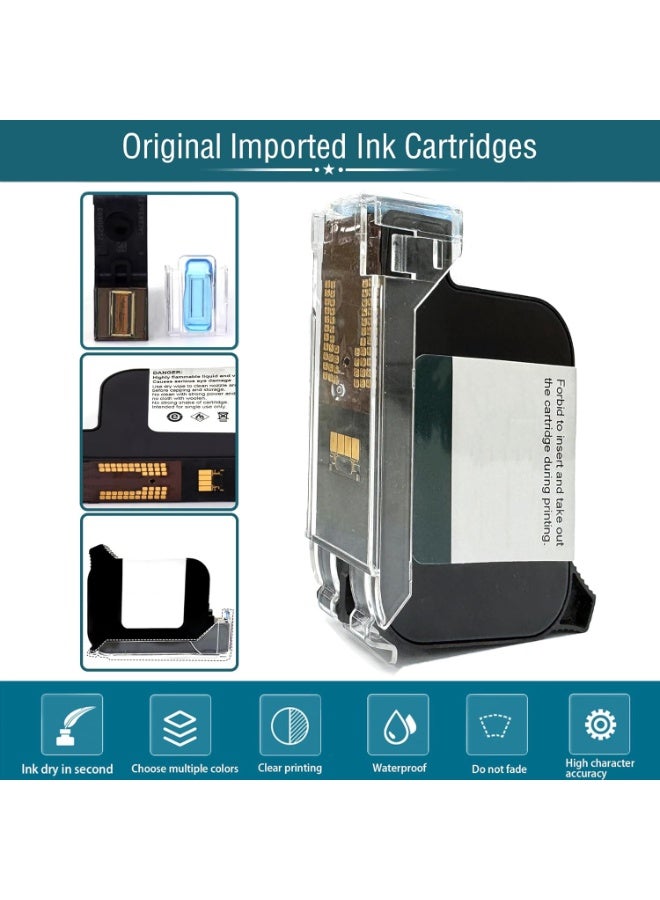 ياوماتيك طابعة نافثة للحبر محمولة صغيرة الحجم للأسطح المسطحة والمنحنية، مع خرطوشة حبر سريعة الجفاف، ارتفاع الطباعة 12.7 مم/0.5 بوصة لشعار الملصق وتاريخ رمز النص والرقم والصورة، تدعم 28 لغة - Image 5