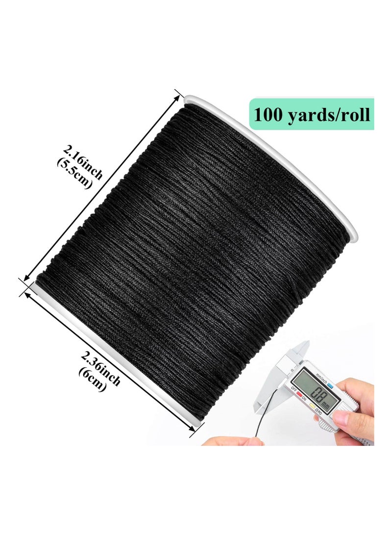 SYOSI Black Nylon String 0.8mm Nylon Thread Chinese Knotting Cord Tarred Twine Outdoor String for Braided Bracelets, Beading, Necklaces, Macrame Craft, Wind Chime, Blinds, Jewelry Making - Image 3