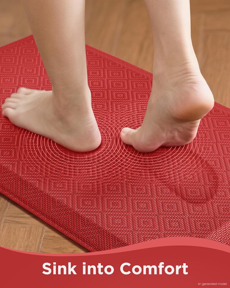 Ophanie حصائر أوباني للمطبخ للأرضية، سمك 3/4 بوصة، 20×39 حصيرة مبطنة مضادة للإرهاق مع أكثر من 99 زوجًا من الحواف السفلية المانعة للانزلاق، سجاد المطبخ، مقاومة للماء، حصيرة وقوف مريحة للمكتب والمنزل والحوض - Image 2