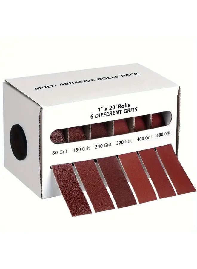 1 Pack Aluminum Oxide Sandpaper Rolls Set 6 Grits 80 to 600 for Wood Metal Glass - Image 2