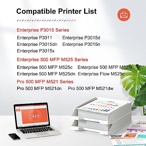 v4ink CE255A Toner Cartridge Compatible Replacement for HP 55A Toner Cartridge Black Ink for HP P3015 P3015d P3015dn P3015n HP Enterprise 500 MFP M521dn M521dw Printer - Image 2