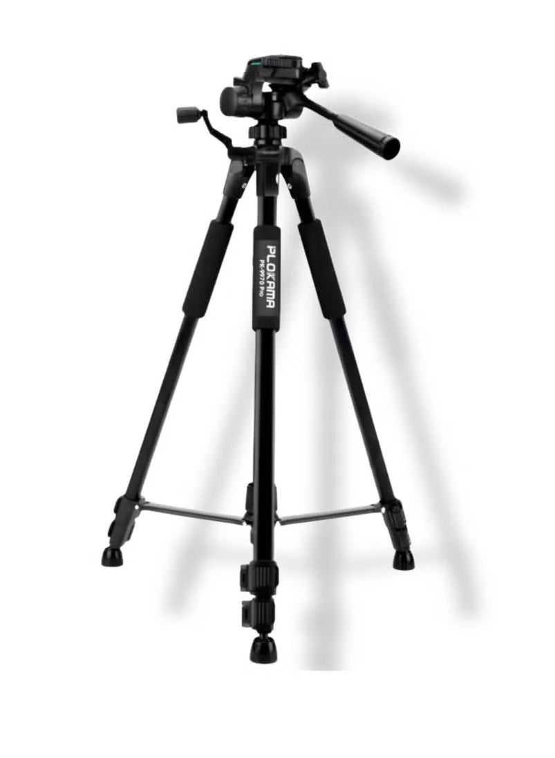 PLOKAMA PK9970 190cm Professional Tripod Stand for Mobile Phones & DSLR Cameras | Heavy-Duty Aluminum with 3-Way Head | Adjustable Height, Lightweight & Portable