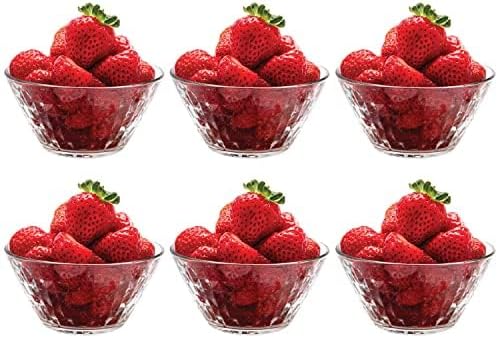 Vikko Glass Bowls Set of 6 Decorative Dessert Bowls 1175 Ounce Glass Dish for Dessert Candy Kitchen Prep Dishwasher Safe - Image 1
