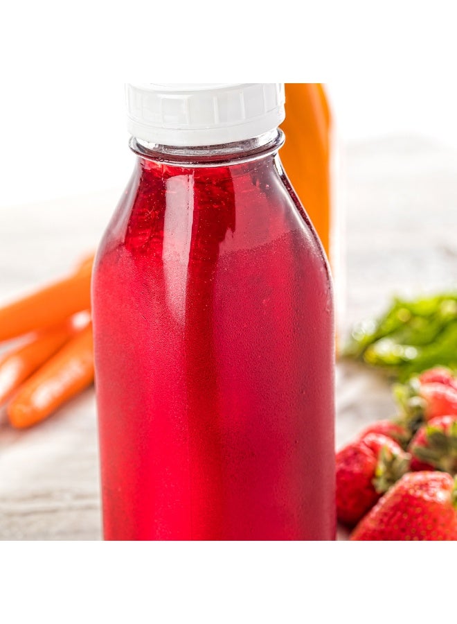 Restaurantware زجاجات عصير سعة 16 أونصة من الريف الفرنسي، 10 زجاجات عصير مربعة - مع أغطية مقاومة للتلاعب، قابلة لإعادة الاستخدام، زجاج شفاف لتخزين العصير، للمشروبات، الحليب، الشاي، وأكثر - Image 3