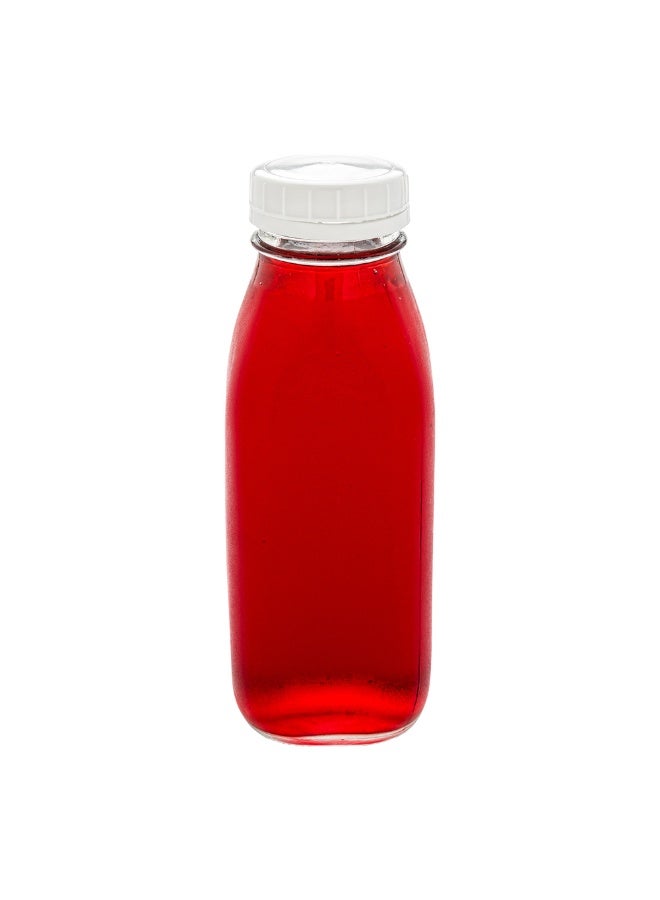 Restaurantware زجاجات عصير سعة 16 أونصة من الريف الفرنسي، 10 زجاجات عصير مربعة - مع أغطية مقاومة للتلاعب، قابلة لإعادة الاستخدام، زجاج شفاف لتخزين العصير، للمشروبات، الحليب، الشاي، وأكثر - Image 2