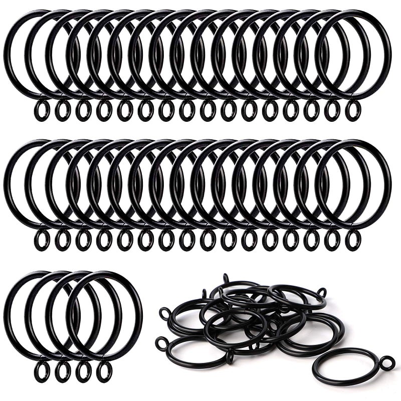 36 PCS 38mm Inner Diameter Curtain Rings Metal Curtain Drape Sliding Eyelet RingsHanging Rings for Curtains and Rods Black Tone