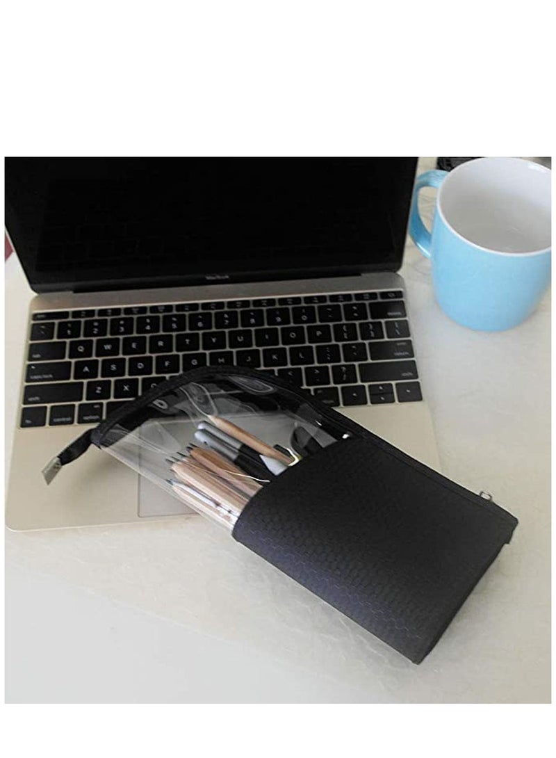 KASTWAVE Makeup Brush Holder, Waterproof Makeup Zipper Pouch with Divider Portable Clear Plastic Makeup Bag Cosmetic Organizer Bag Travel Make Up Brush Bag for Women - Image 4