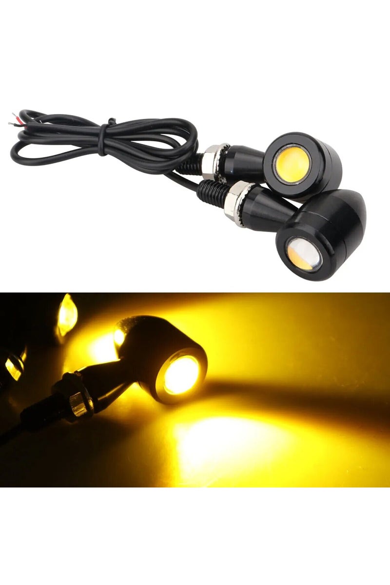 Yellow 2X Eagle Eye LED Motorcycle Signal License Plate Light Motorcycle Taillight Yellow Moto Acces