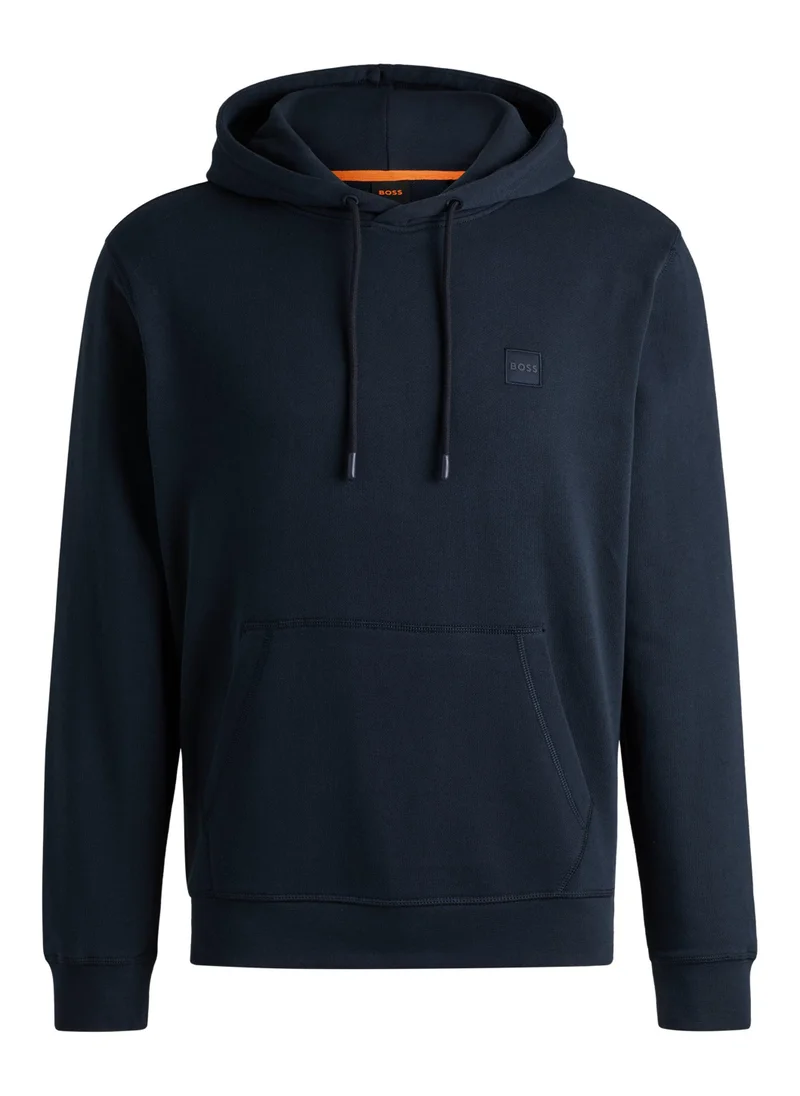 بوس Cotton-terry hoodie with logo patch