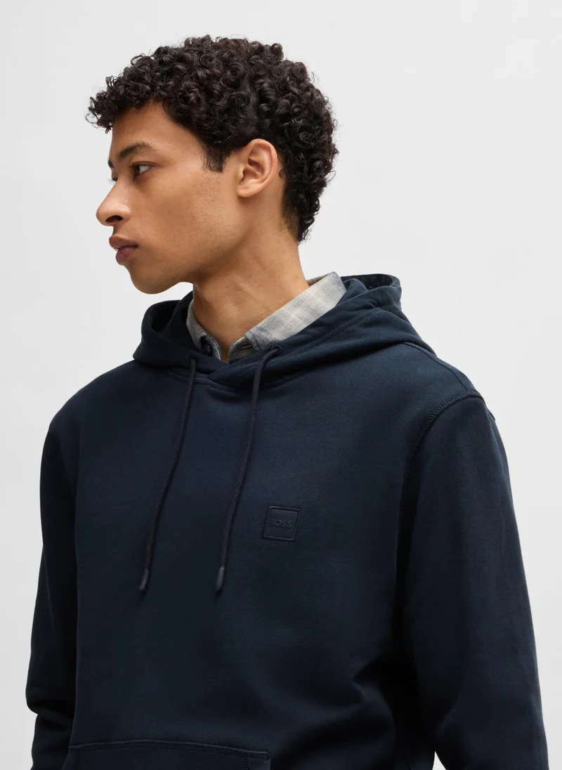 بوس Cotton-terry hoodie with logo patch