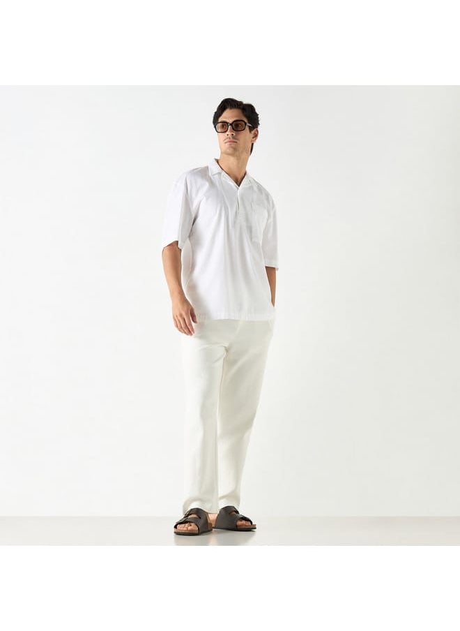 Iconic Iconic Textured Camp Collar Shirt with Short Sleeves and Pocket  - Image 2
