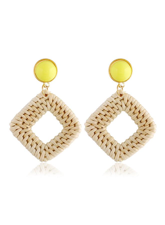 European And American Explosions Hot Tassel Earrings Bohemian Wooden Braided Earrings Rattan Earrings 