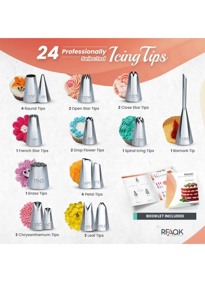 RFAQK RFAQK 700PCs Cake Decorating Kit with Baking Supplies- Cake Turntable for Decorating with Baking Pans, Leveler, 24 Numbered Piping Tips, 2 Spatulas, Fondant Tools, Video Course,Pattern Chart&More  - Image 3