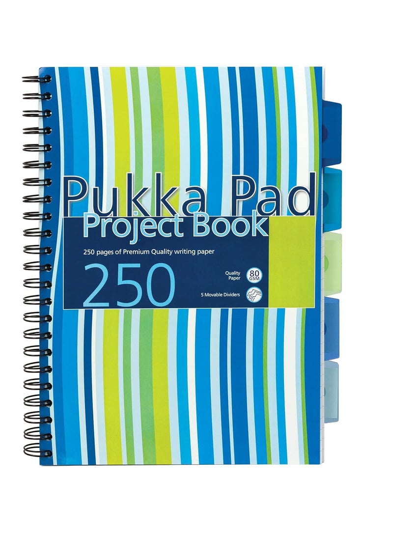 Pukka Pad 1 Pukka Pad Stripes Polypropylene Project Book 250 Pages A4 Blue/Pink  PROBA4 - Image 2