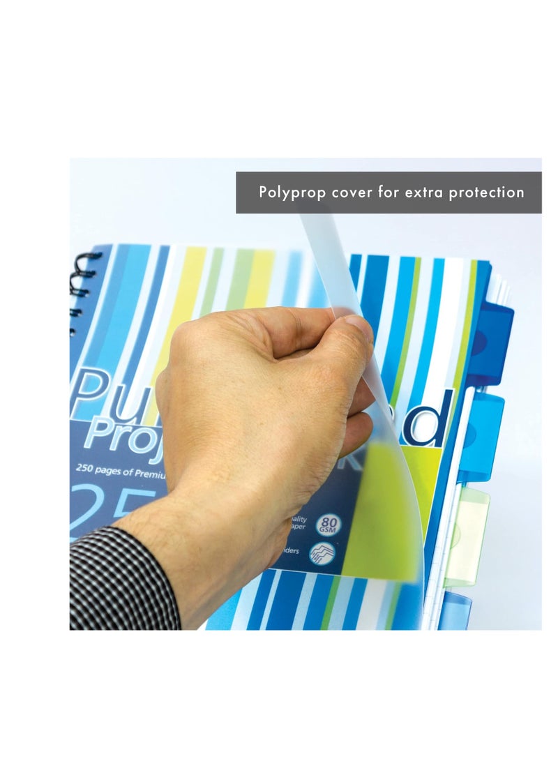 Pukka Pad 1 Pukka Pad Stripes Polypropylene Project Book 250 Pages A4 Blue/Pink  PROBA4 - Image 3