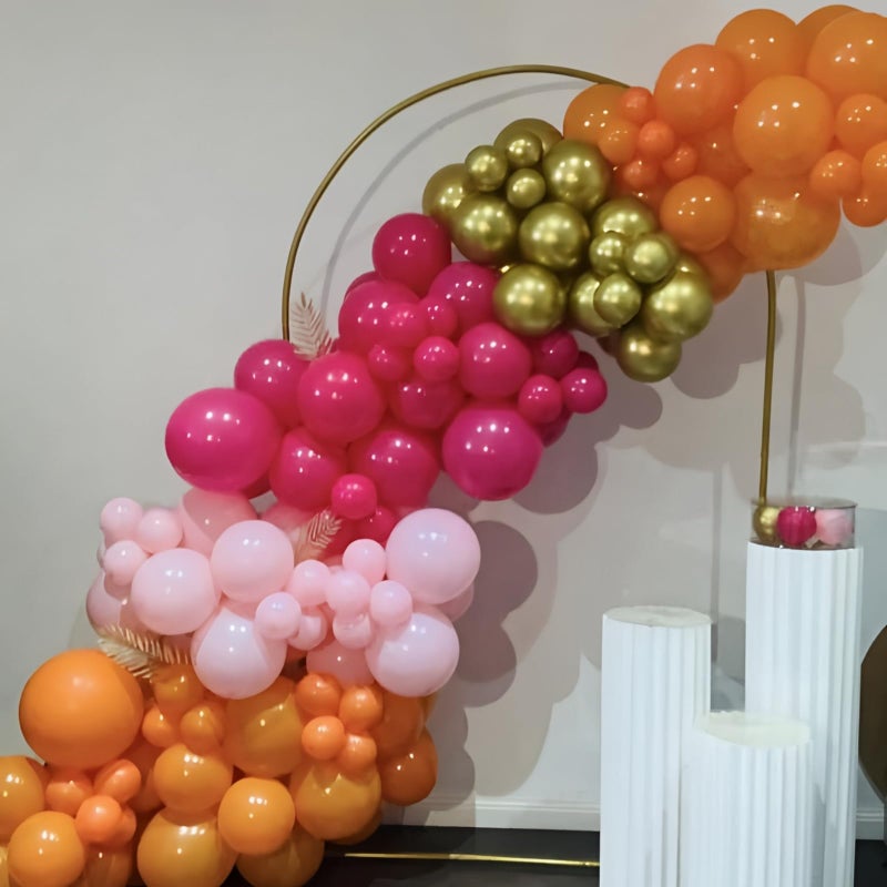 Paeyeq Hot Pink and Orange Gold Balloons 12inch 60pcs Light Pink Metallic Gold Helium Latex Balloon for Arch Birthday Tropical Fiesta Summer Party Decorations Boho Baby Shower Graduations - Image 3