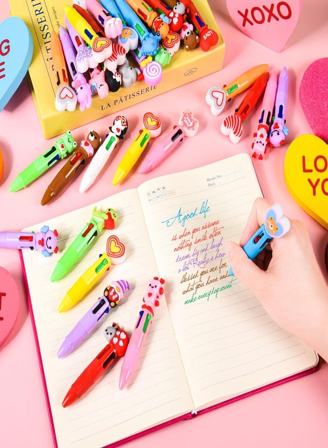 LiYiQ 25 Valentine's Day Animal Colorful Multicolor Pen in One Cartoon Cute Fun Cute Pens Bulk Kawaii Heart Capybara Frog Panda Shape Lovely Ballpoint Pens for Fun Gifts - Image 4
