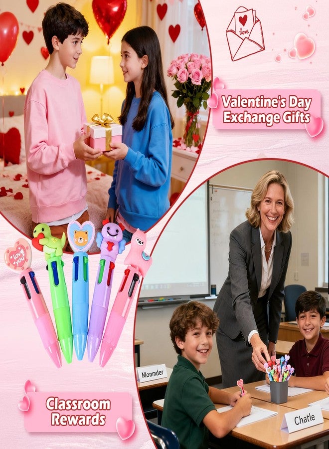 LiYiQ 25 Valentine's Day Animal Colorful Multicolor Pen in One Cartoon Cute Fun Cute Pens Bulk Kawaii Heart Capybara Frog Panda Shape Lovely Ballpoint Pens for Fun Gifts - Image 5