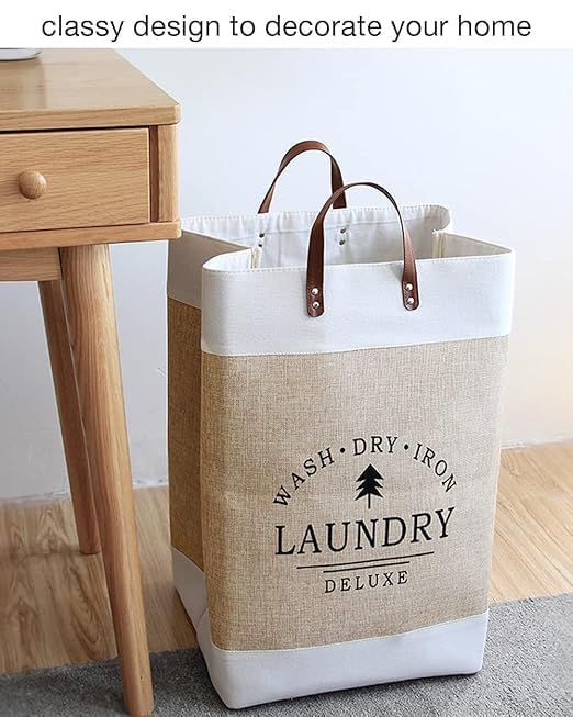 NETZILLA NAVA PAVA Printed Dirty Clothes Basket With Handle Placement Basket Foldable Fabric Storage Box Cotton Linen Household Clothes Laundry Basket Perfect for Clothes Toys and Miscellaneous Items - Image 4