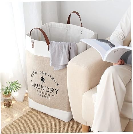 NETZILLA NAVA PAVA Printed Dirty Clothes Basket With Handle Placement Basket Foldable Fabric Storage Box Cotton Linen Household Clothes Laundry Basket Perfect for Clothes Toys and Miscellaneous Items - Image 2