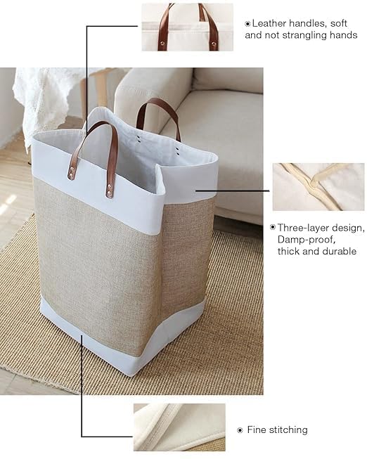 NETZILLA NAVA PAVA Printed Dirty Clothes Basket With Handle Placement Basket Foldable Fabric Storage Box Cotton Linen Household Clothes Laundry Basket Perfect for Clothes Toys and Miscellaneous Items - Image 5