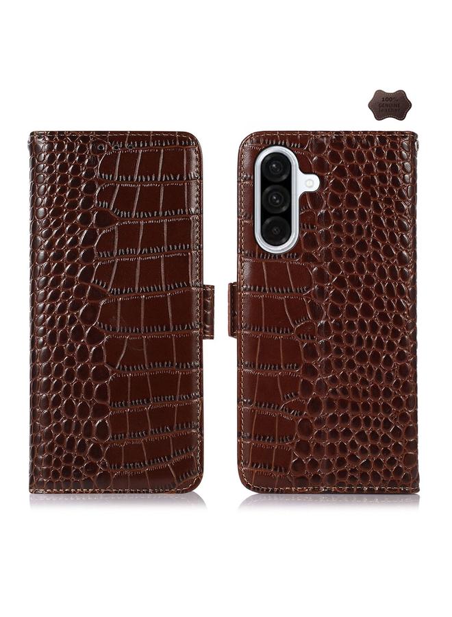 erorex Case For Samsung Galaxy A56 5G Crocodile Top Layer Cowhide Leather Phone Case - Image 1