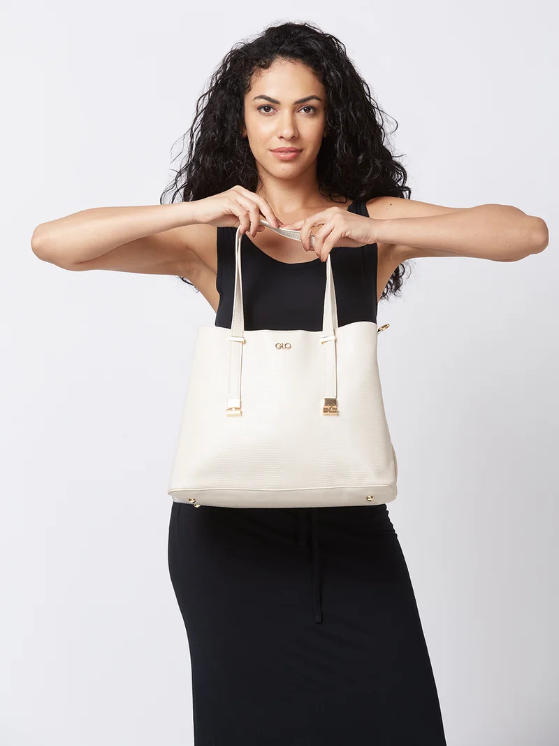 Globus Women Ivory Textured Casual Handheld Bag