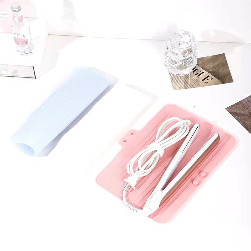 ALHBEJT Heat Resistant Silicone Mat Travel Case Portable Travel Mat Cover For Hair Straightener  Flat Iron And Hot Hair Styling Tools (Blue) - Image 4