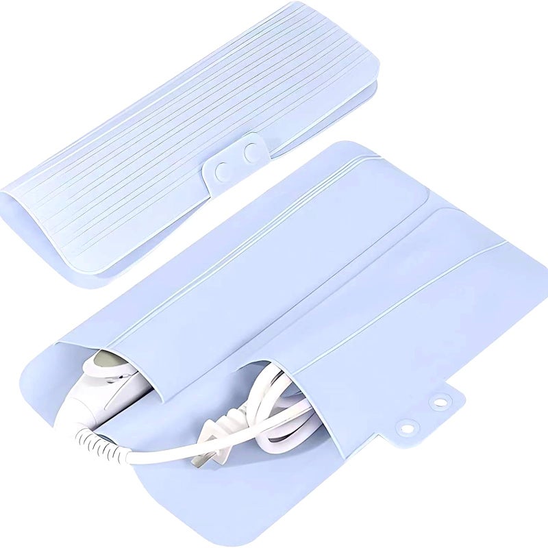 ALHBEJT Heat Resistant Silicone Mat Travel Case Portable Travel Mat Cover For Hair Straightener  Flat Iron And Hot Hair Styling Tools (Blue) - Image 1