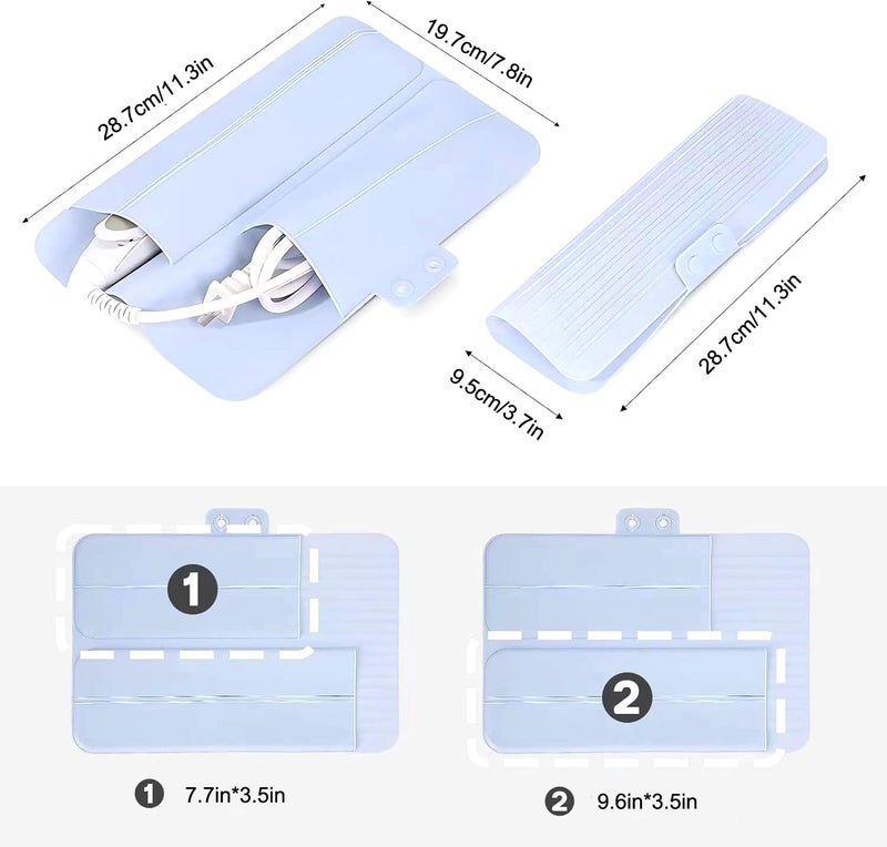 ALHBEJT Heat Resistant Silicone Mat Travel Case Portable Travel Mat Cover For Hair Straightener  Flat Iron And Hot Hair Styling Tools (Blue) - Image 3