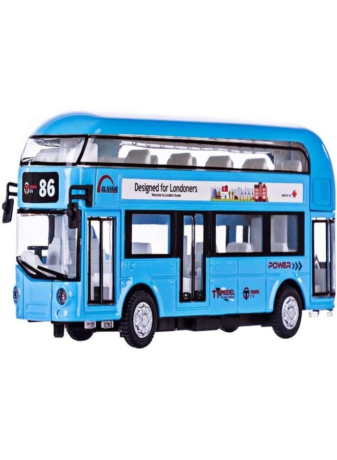 DARVICE Bus Toy Diecast Metal London Double Decker Bus Light Sound Openable Door Pullback - Image 1