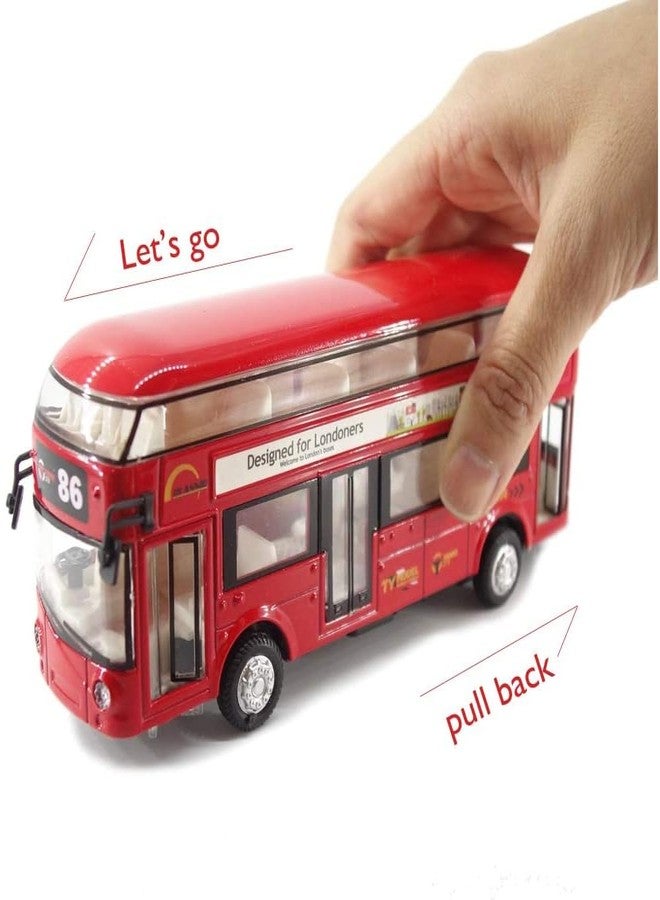 DARVICE Bus Toy Diecast Metal London Double Decker Bus Light Sound Openable Door Pullback - Image 3