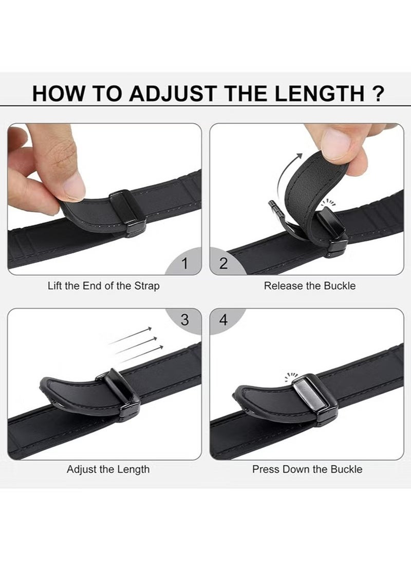 DUSALA Magnetic Leather Watch Band for Apple Watch Ultra, 49mm 45mm 44mm 42mm, Magnetic Buckle Replacement Genuine Leather Strap for Apple Watch Series,Black - Image 5