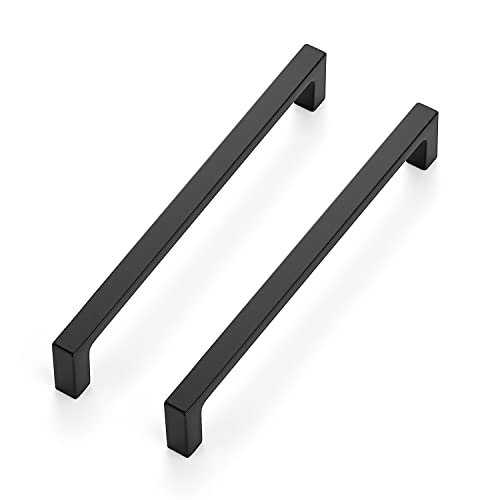 Ravinte 15 Pack Solid 6-1/4 Inch Kitchen Square Cabinet Handles Matte Black Pulls Drawer Pulls Kitchen Cabinet Hardware Flat Black Handles - Image 1