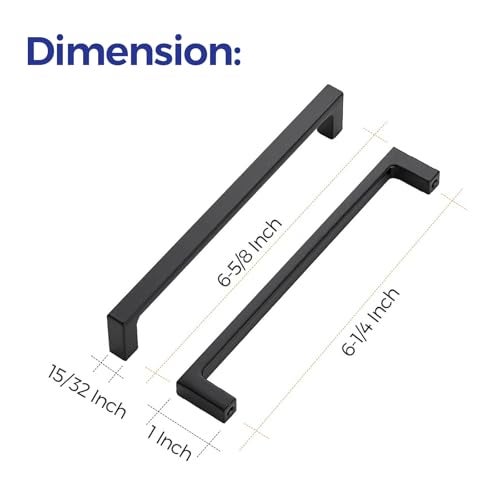 Ravinte 15 Pack Solid 6-1/4 Inch Kitchen Square Cabinet Handles Matte Black Pulls Drawer Pulls Kitchen Cabinet Hardware Flat Black Handles - Image 3